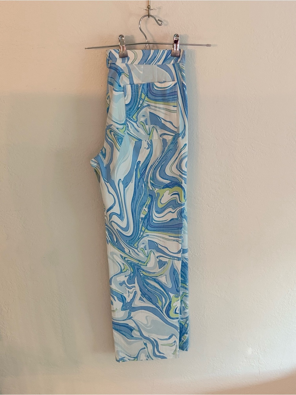 Hale Bob Los Angeles Retro Swirl Print Pants Abstract Blue Green Pucci Style L - Picture 4 of 5